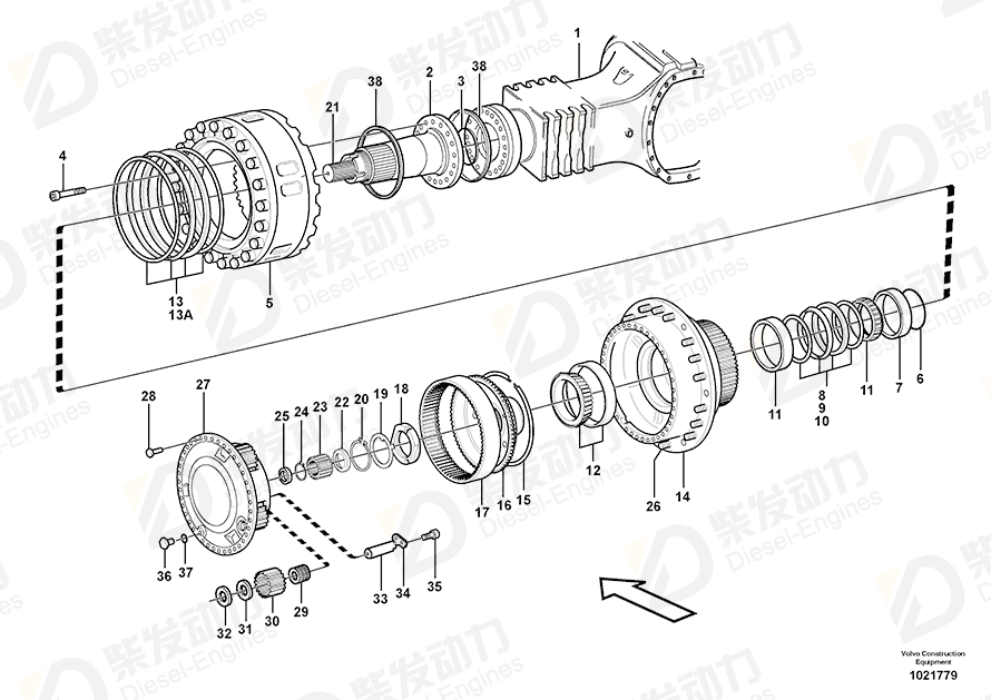 VOLVO Planet shaft 23926 Drawing VOLVO Planet shaft 23926 Drawing
