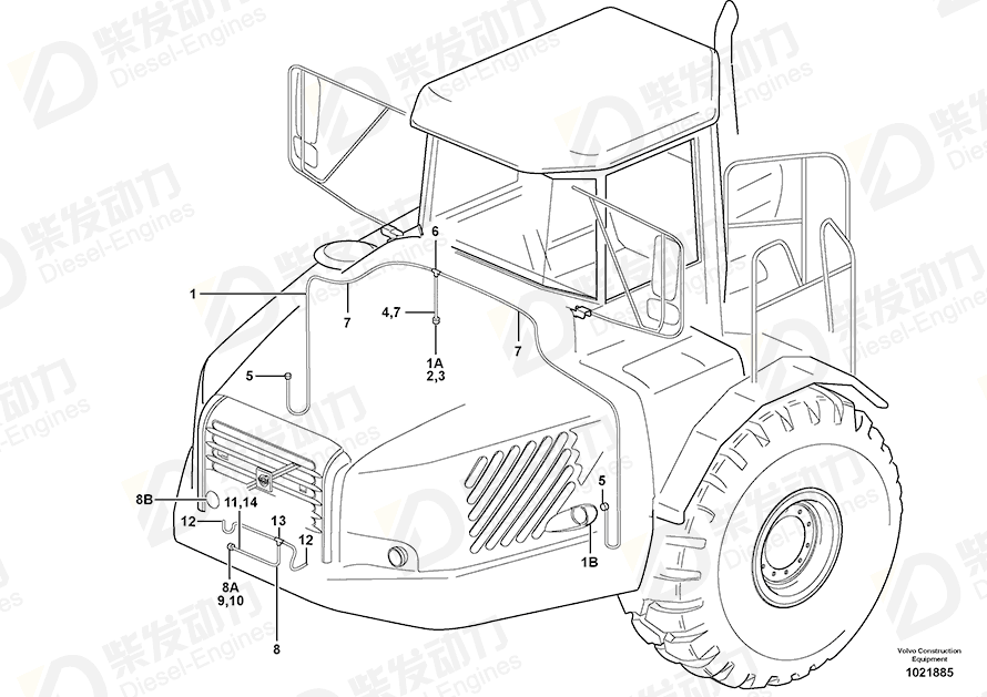 VOLVO Cable harness 11121129 Drawing VOLVO Cable harness 11121129 Drawing