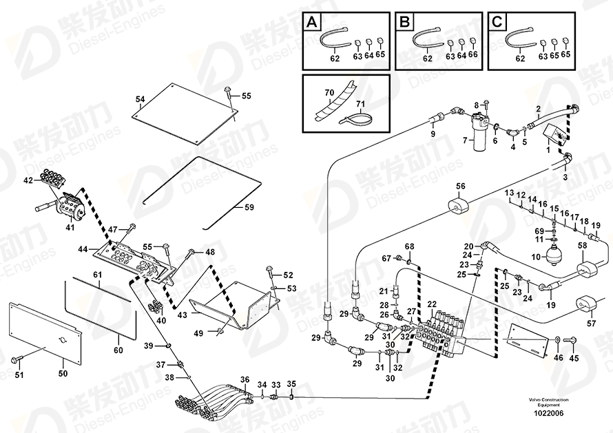 VOLVO Hose assembly 935912 Drawing VOLVO Hose assembly 935912 Drawing