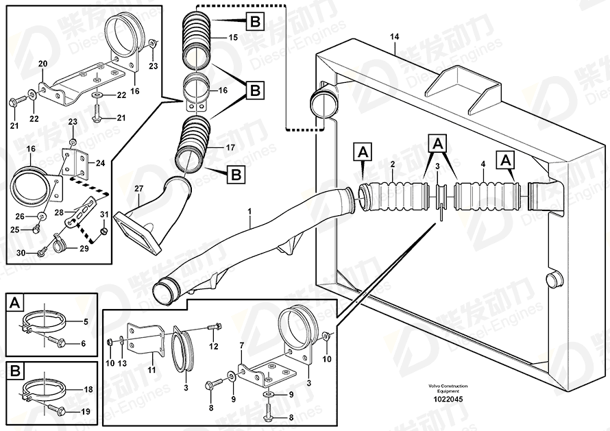 VOLVO V-clamp 1676424 Drawing