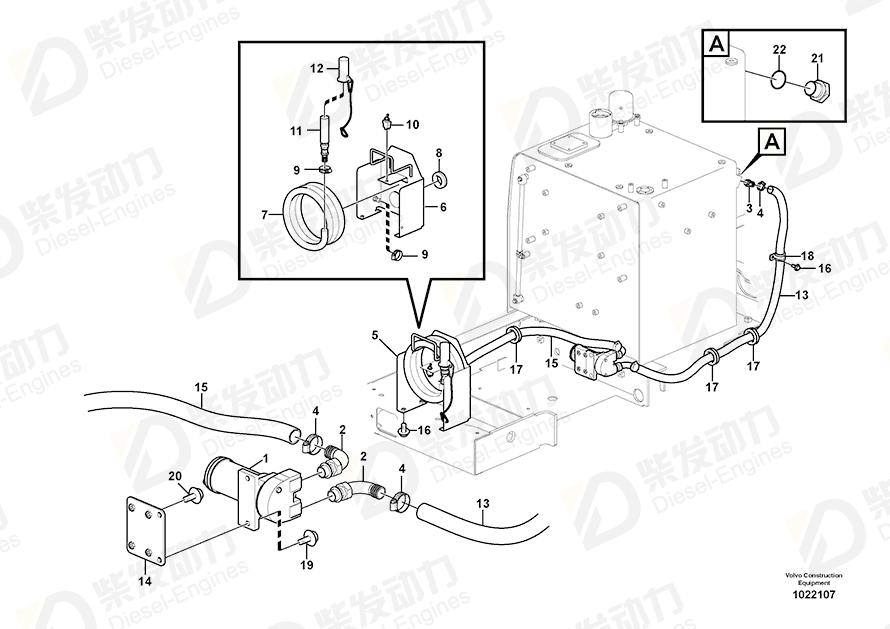 VOLVO Hose assembly 14549843 Drawing