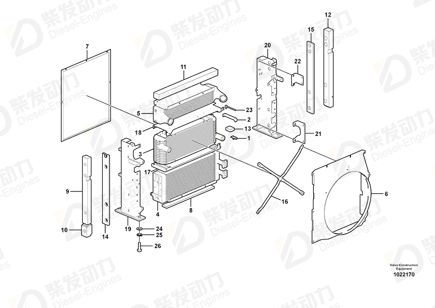VOLVO Charge air cooler 14549881 Drawing