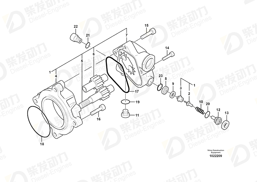 VOLVO Gear pump 14550214 Drawing