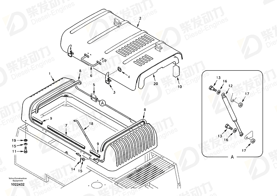 VOLVO Gas spring SA1162-04450 Drawing VOLVO Gas spring SA1162-04450 Drawing