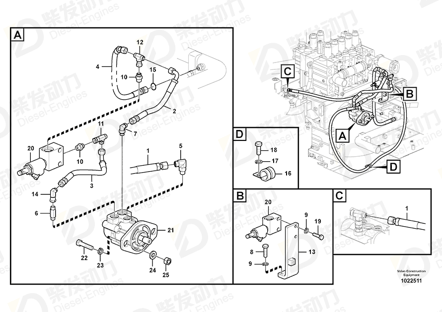 VOLVO Hose assembly 938269 Drawing VOLVO Hose assembly 938269 Drawing