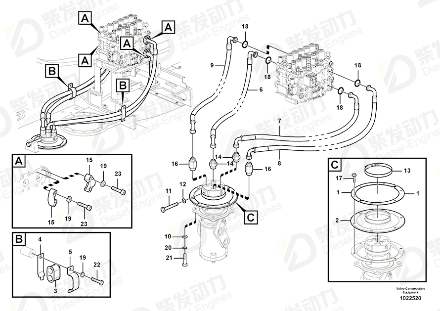 VOLVO Hose assembly 14881597 Drawing