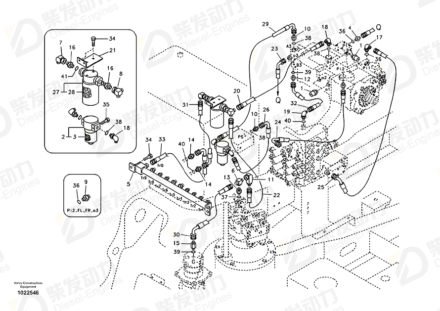 VOLVO Hose assembly SA9451-04334 Drawing VOLVO Hose assembly SA9451-04334 Drawing