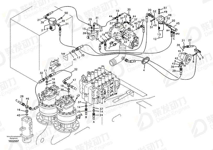 VOLVO Hose assembly SA9453-04326 Drawing VOLVO Hose assembly SA9453-04326 Drawing