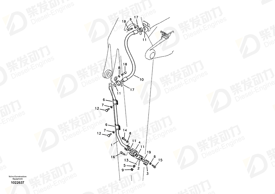 VOLVO Hose SA9495-17637 Drawing VOLVO Hose SA9495-17637 Drawing