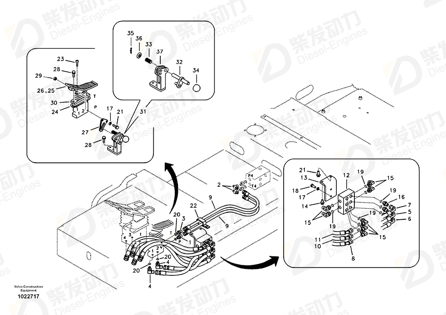 VOLVO HOSE ASSEMBLY SA9452-03221 Drawing