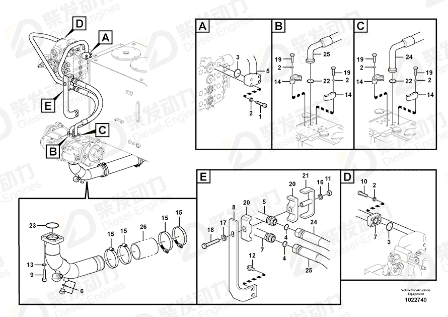 VOLVO Hose 14880722 Drawing
