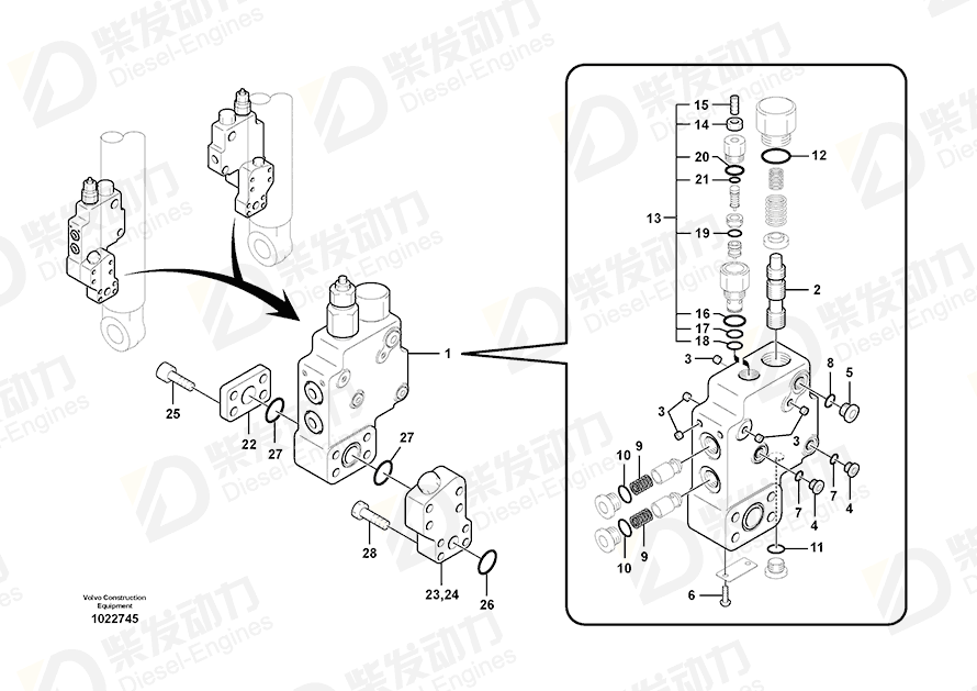 VOLVO Control valve 14549882 Drawing