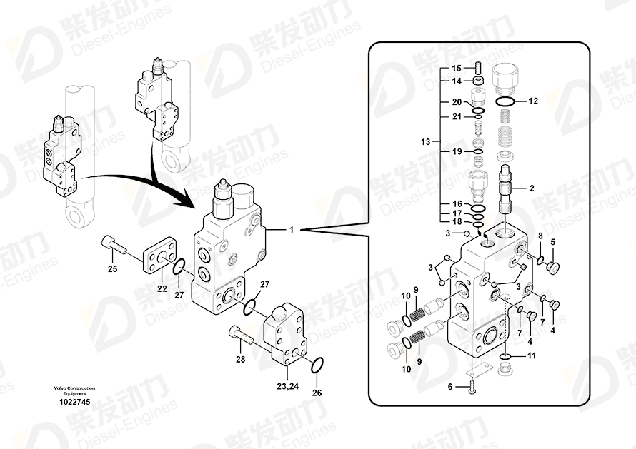 VOLVO Control valve 14549882 Drawing VOLVO Control valve 14549882 Drawing