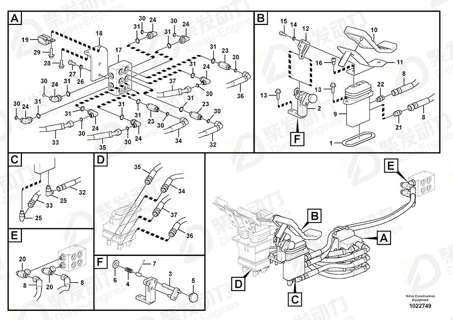 VOLVO Hose assembly 15194420 Drawing VOLVO Hose assembly 15194420 Drawing