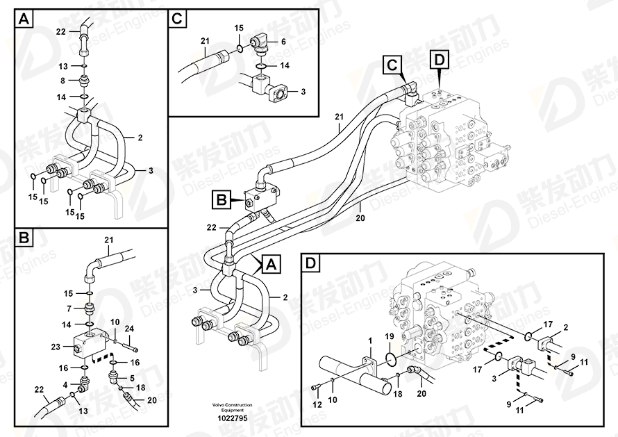 VOLVO Hose assembly 14881518 Drawing
