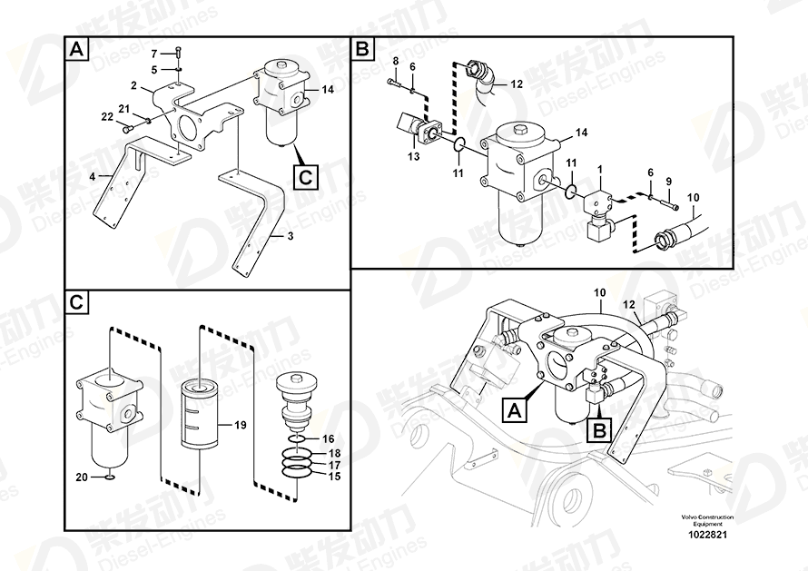VOLVO Hose assembly SA9452-07221 Drawing VOLVO Hose assembly SA9452-07221 Drawing
