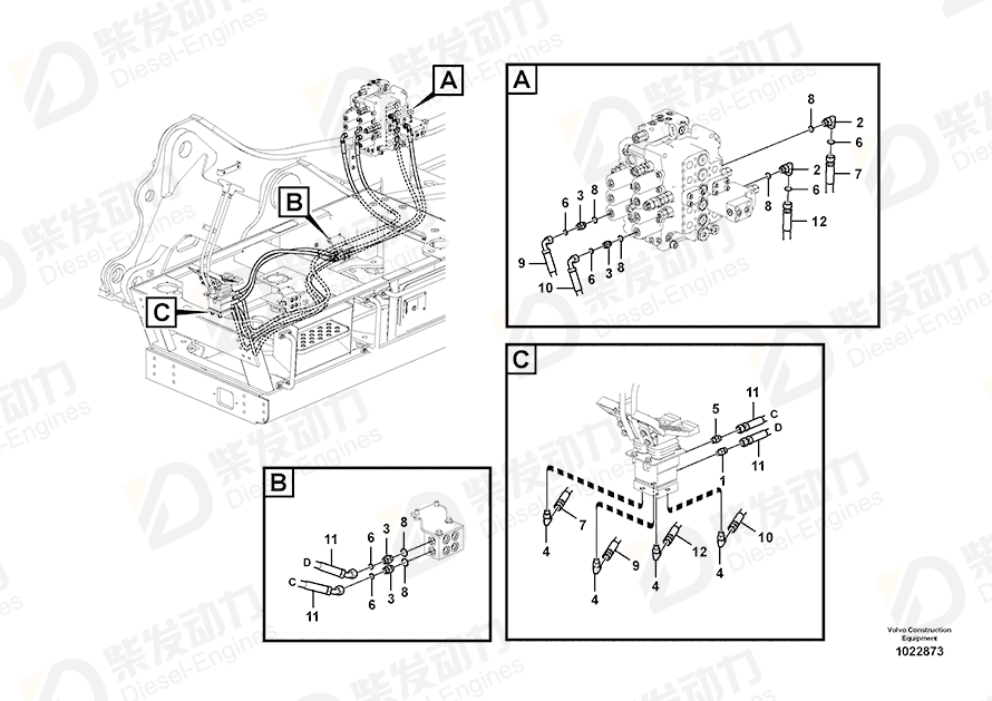 VOLVO Hose assembly 938208 Drawing