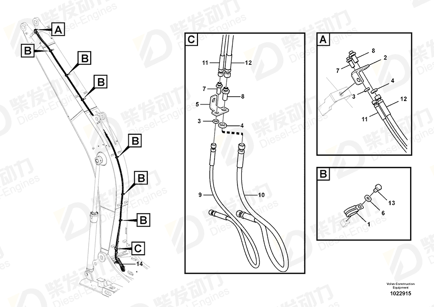 VOLVO Hose SA9466-03618 Drawing VOLVO Hose SA9466-03618 Drawing