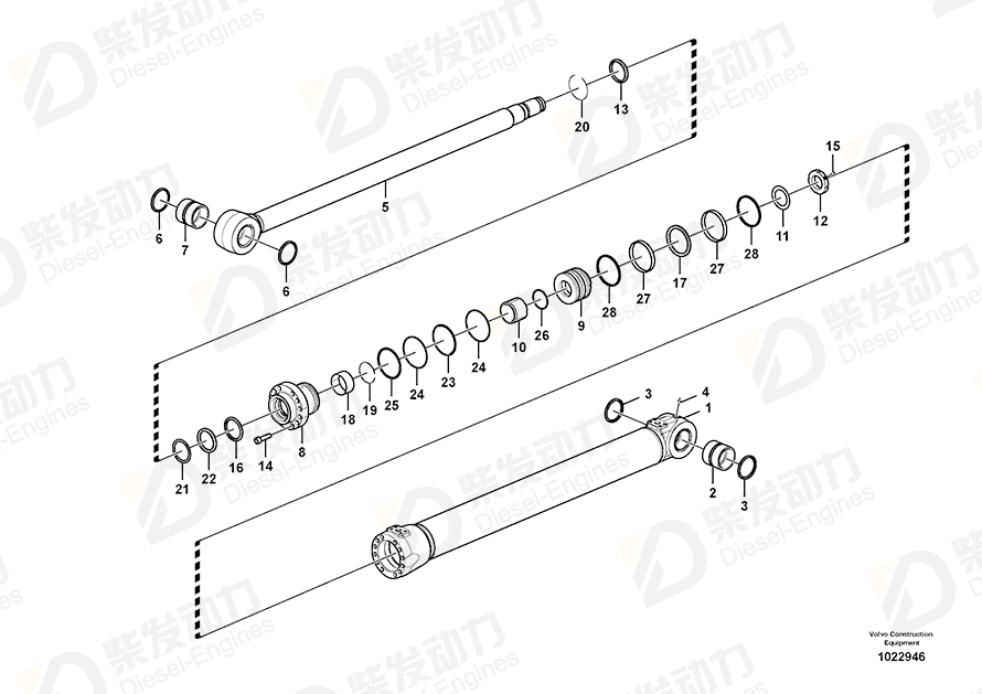VOLVO Boom cylinder 14563900 Drawing VOLVO Boom cylinder 14563900 Drawing