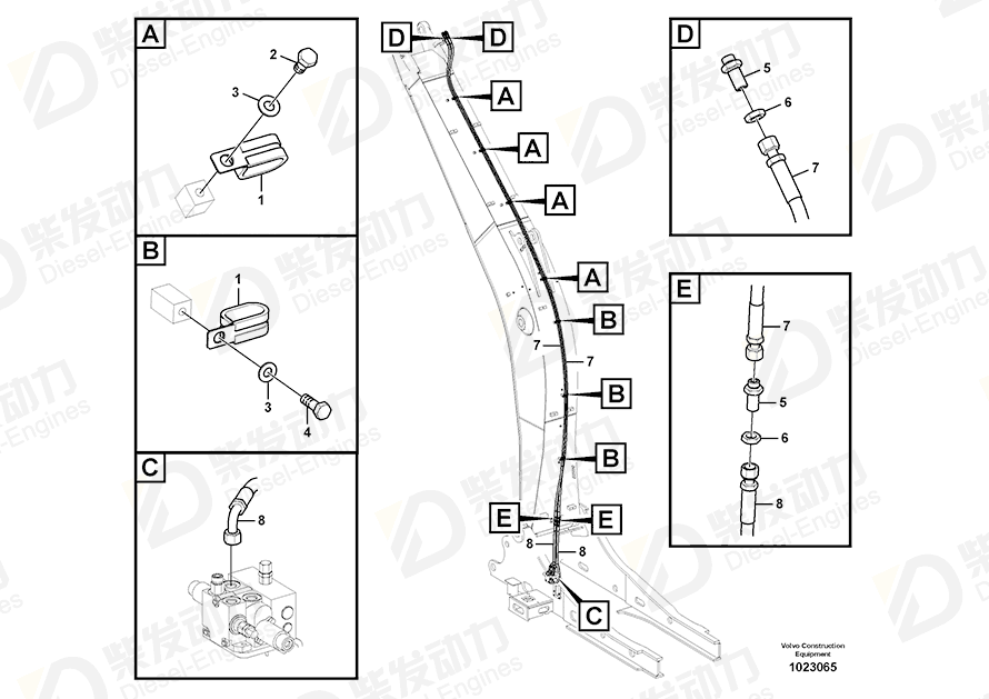 VOLVO Hose assembly 938372 Drawing VOLVO Hose assembly 938372 Drawing