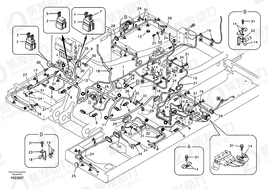 VOLVO Cable harness 14569829 Drawing VOLVO Cable harness 14569829 Drawing