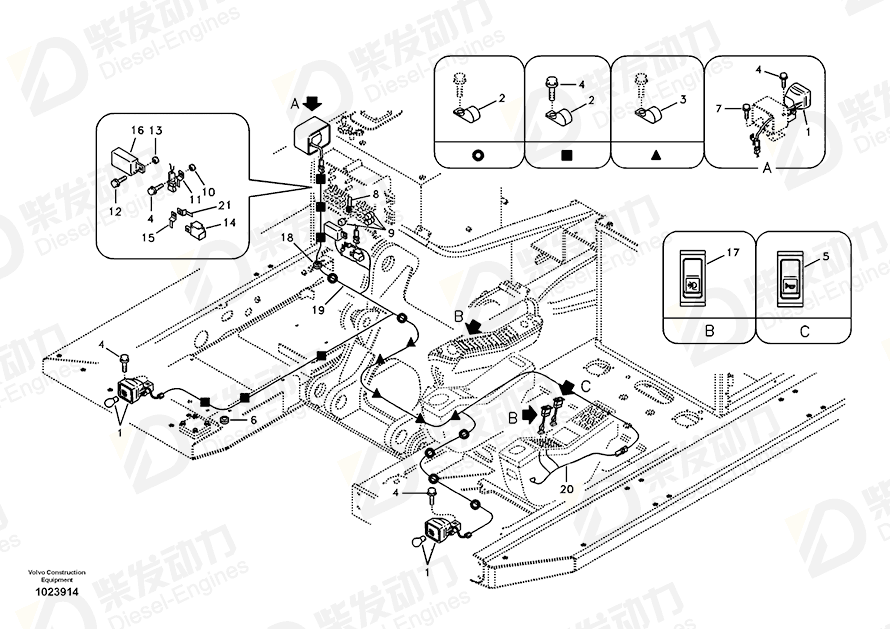 VOLVO Wire harness 14550495 Drawing VOLVO Wire harness 14550495 Drawing