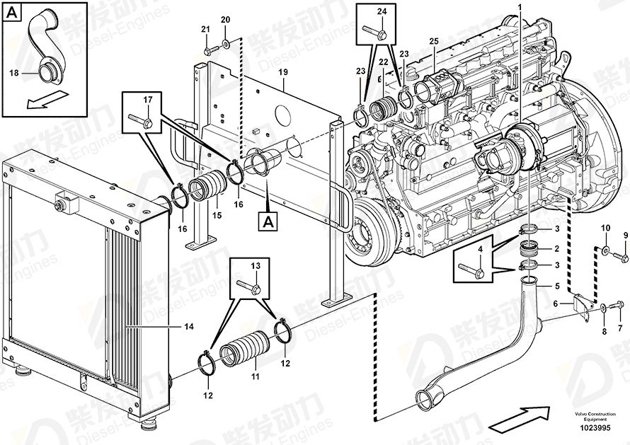 VOLVO Charge air hose 17247682 Drawing