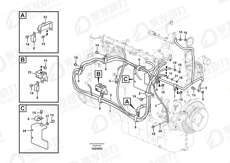 VOLVO Wire harness 14554697 Drawing