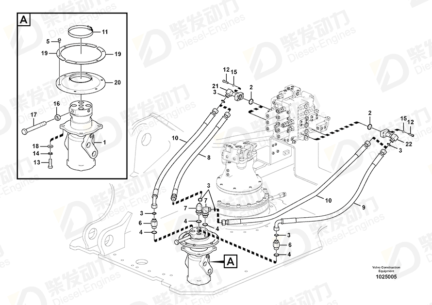 VOLVO Hose assembly 936223 Drawing VOLVO Hose assembly 936223 Drawing