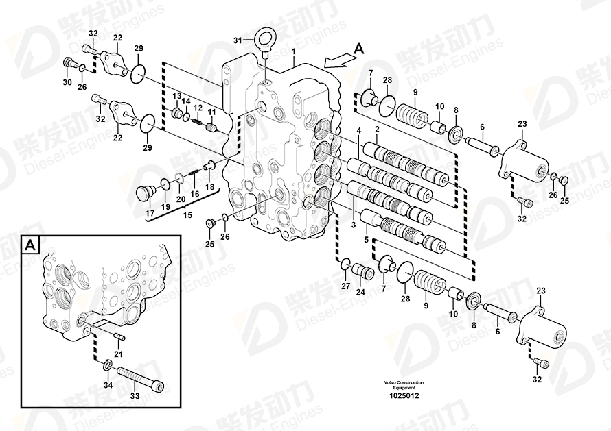 VOLVO Control valve 14540314 Drawing