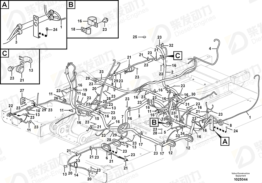 VOLVO Cable harness 14634287 Drawing VOLVO Cable harness 14634287 Drawing