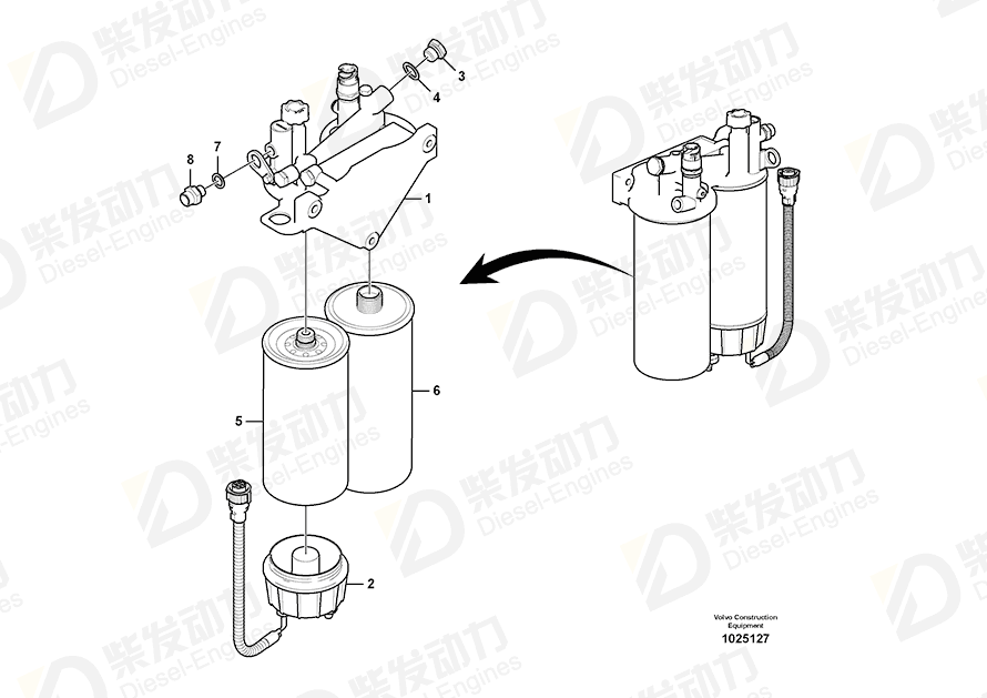 VOLVO Fuel filter 15126069 Drawing VOLVO Fuel filter 15126069 Drawing
