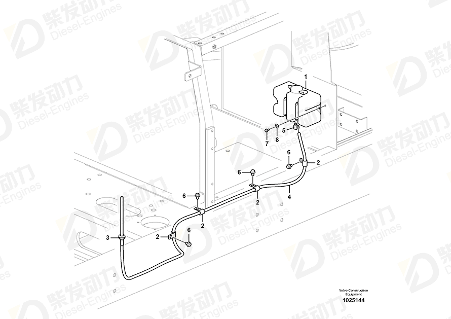 VOLVO Cooling hose 14881147 Drawing VOLVO Cooling hose 14881147 Drawing