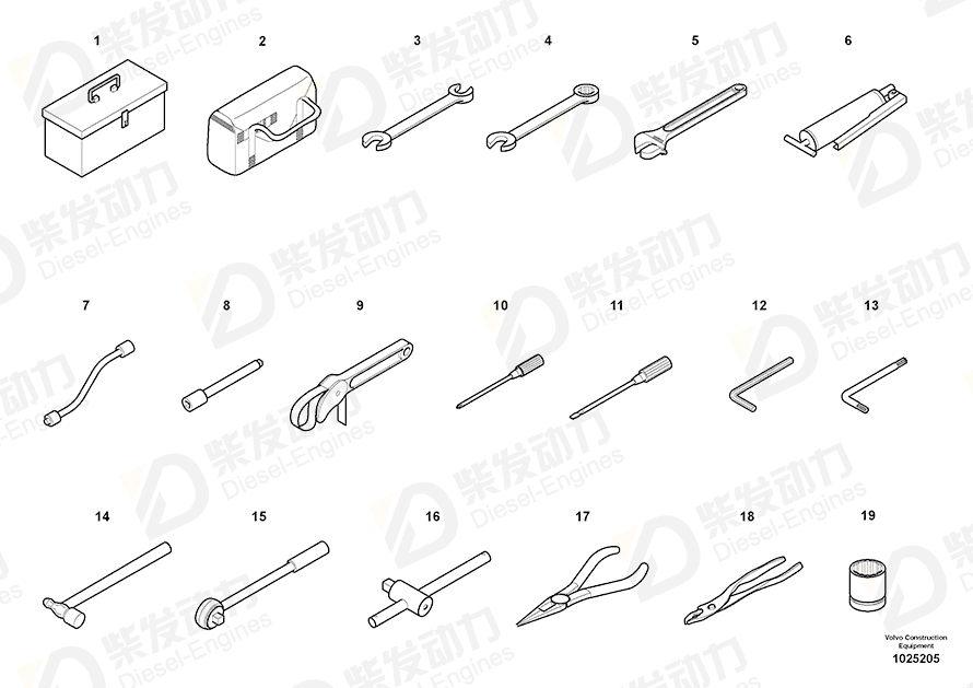 VOLVO Open-end spanner 14881046 Drawing