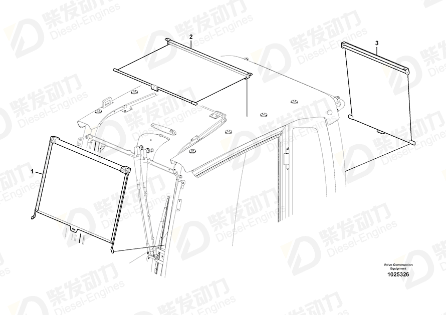 VOLVO Sun visor 14558389 Drawing