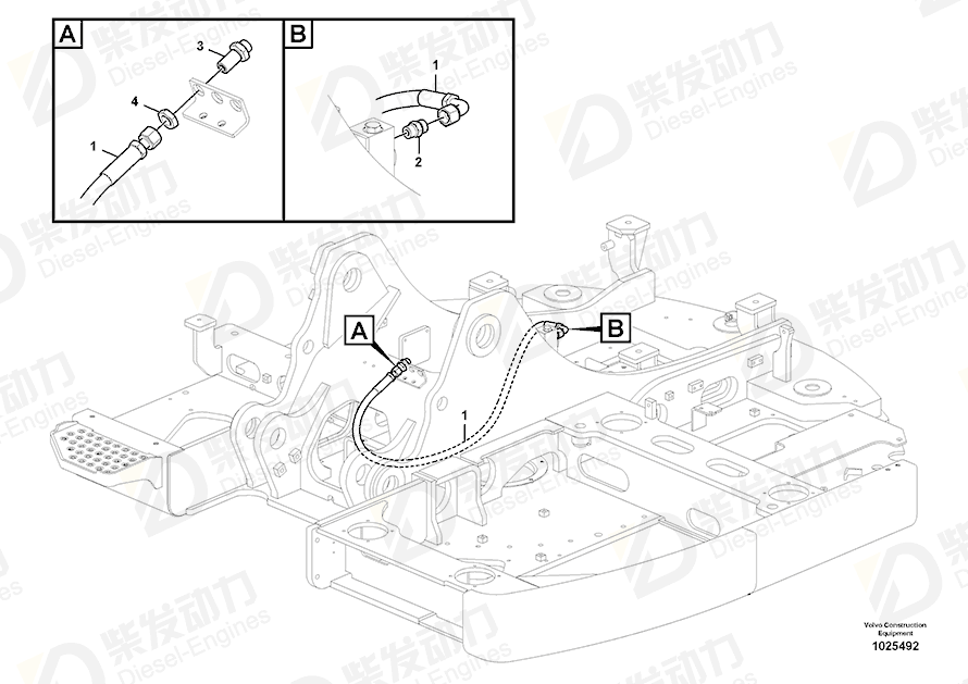 VOLVO Hose assembly 937243 Drawing VOLVO Hose assembly 937243 Drawing