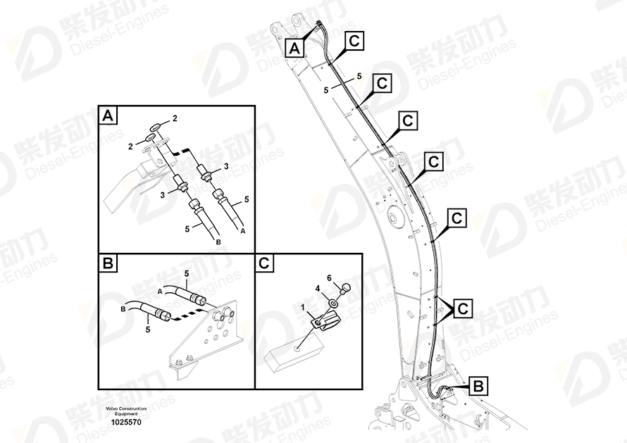 VOLVO Hose assembly 938409 Drawing VOLVO Hose assembly 938409 Drawing
