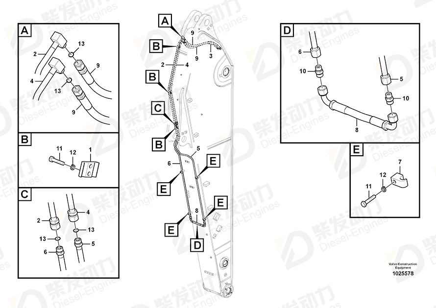 VOLVO Hose assembly 14880842 Drawing