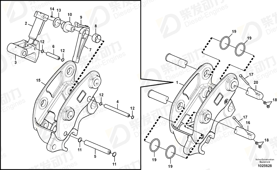 VOLVO Quick coupler 14545220 Drawing VOLVO Quick coupler 14545220 Drawing