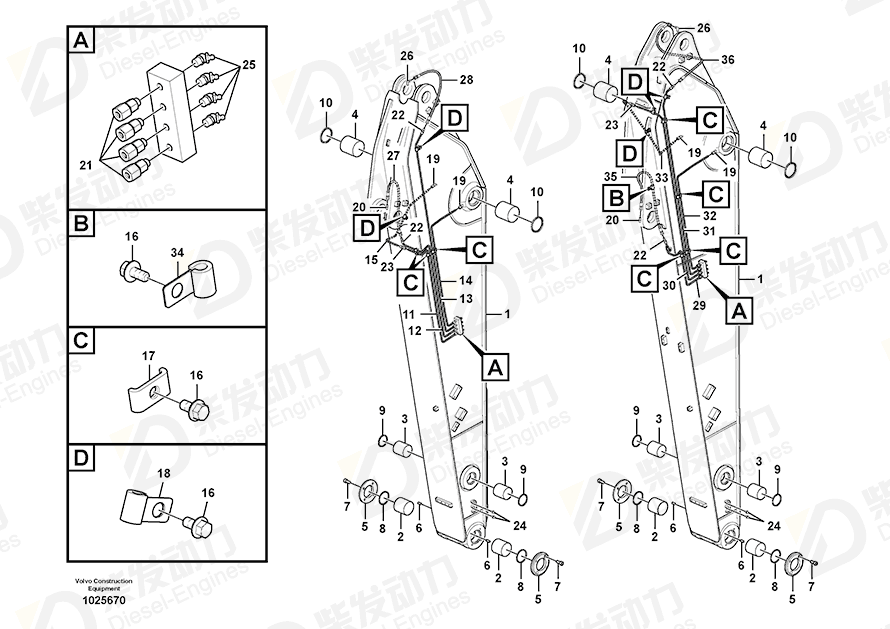 VOLVO Hose assembly 14880647 Drawing VOLVO Hose assembly 14880647 Drawing