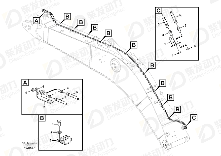 VOLVO Hose assembly SA9466-04549 Drawing VOLVO Hose assembly SA9466-04549 Drawing