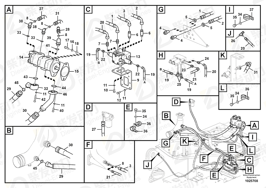 VOLVO Hose assembly SA9451-07226 Drawing VOLVO Hose assembly SA9451-07226 Drawing