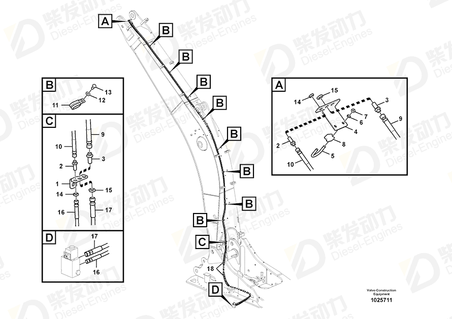 VOLVO Hose assembly 938219 Drawing VOLVO Hose assembly 938219 Drawing