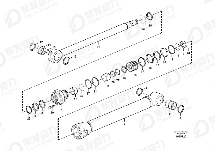 VOLVO Seal kits bucket cylinders 14589141 Drawing