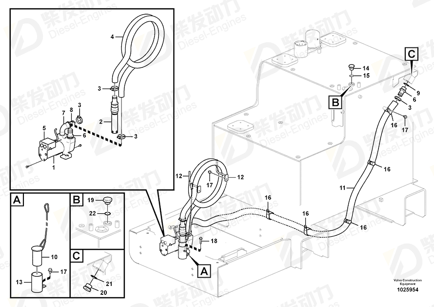 VOLVO Hose 14524232 Drawing