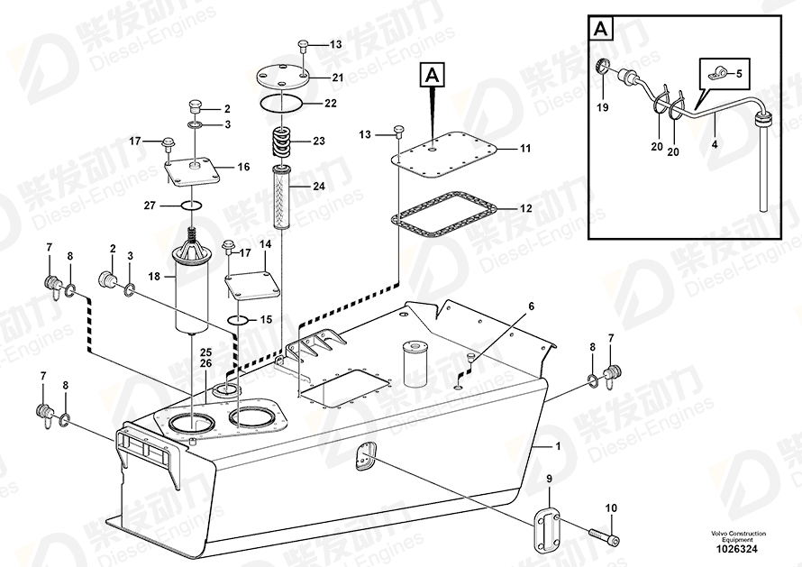 VOLVO Hydraulic fluid tank 11197165 Drawing