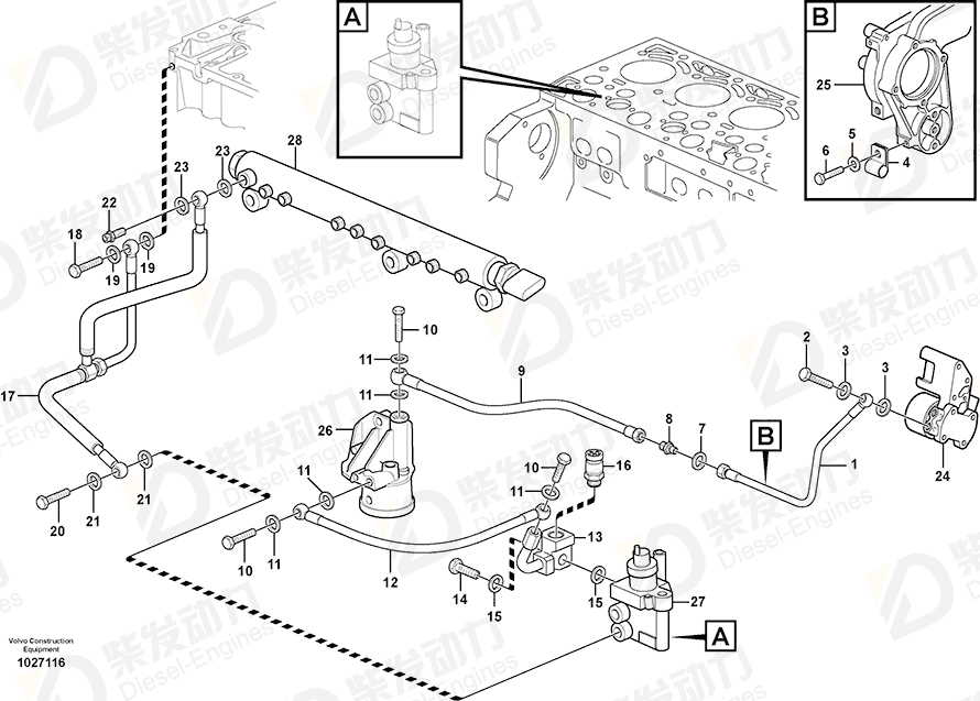 VOLVO Hollow screw 20460400 Drawing