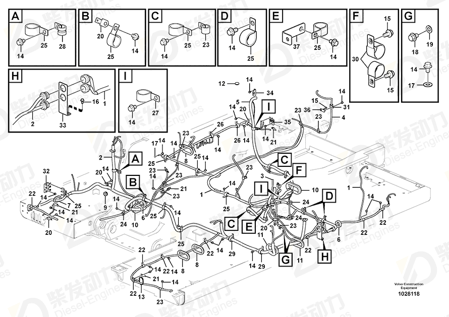VOLVO Cable harness 14570248 Drawing