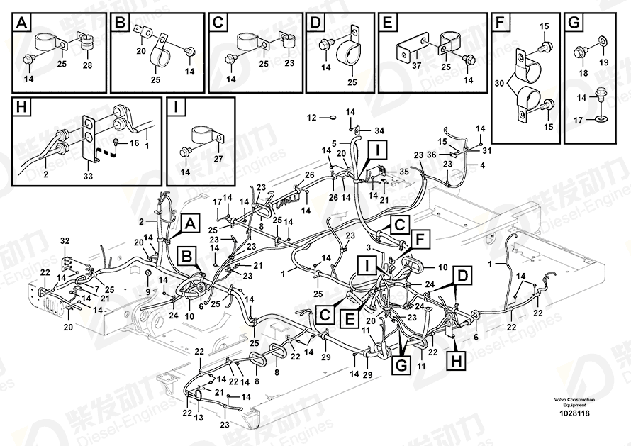 VOLVO Cable harness 14565280 Drawing