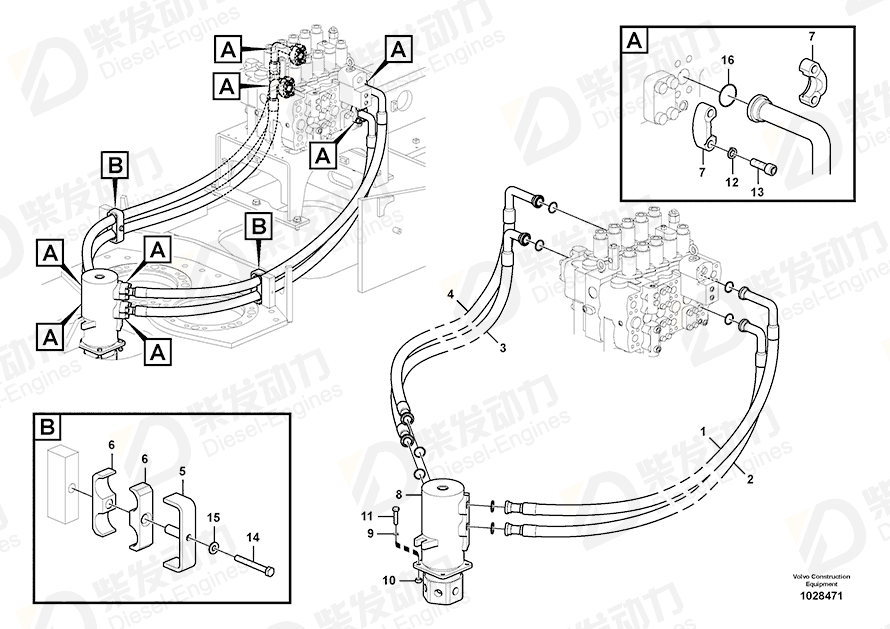 VOLVO Hose assembly 14880705 Drawing